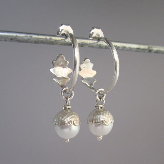 Acorn Pearl Sterling Silver Hoop Earrings Julia Banks Jewellery