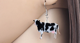 Acrylic Dangle Drop  Cow  Earrings