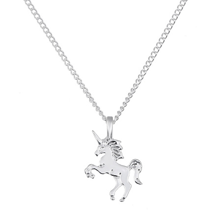 Adorable Silver Unicorn Pendant Necklace
