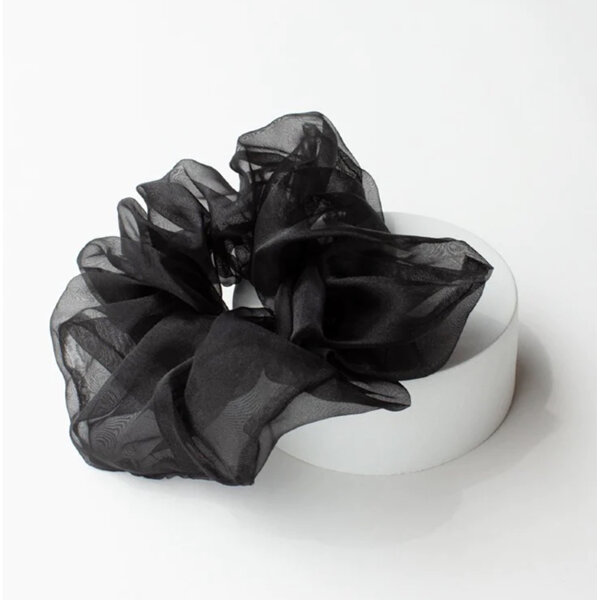 Adorn by Mae Elastic Scrunchie Extra Large Organza Black