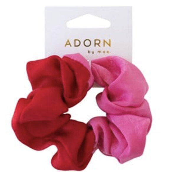 ADORN by Mae Elastic Scrunchie Two Tone Red Pink
