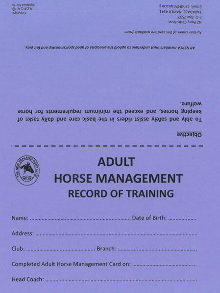 Adult Horse Management Card