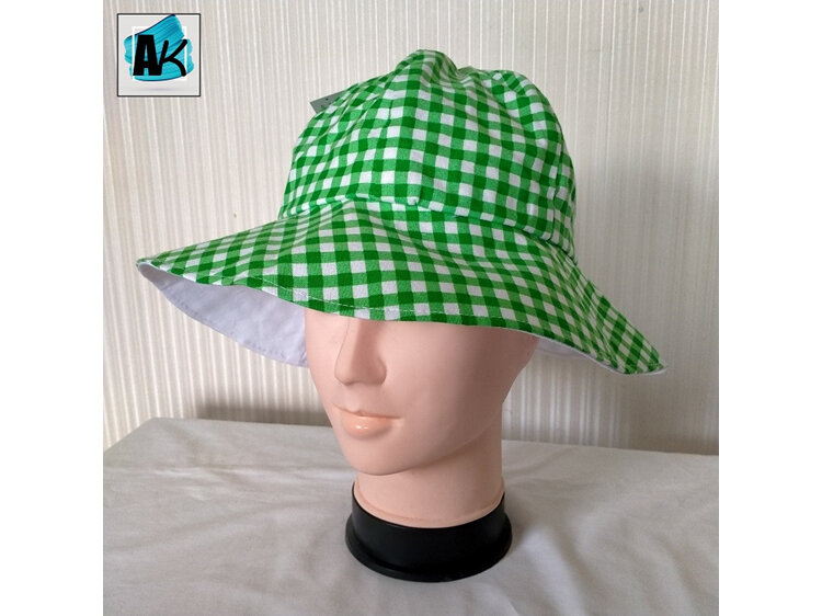 Adult Small Sun Hat – Green Gingham