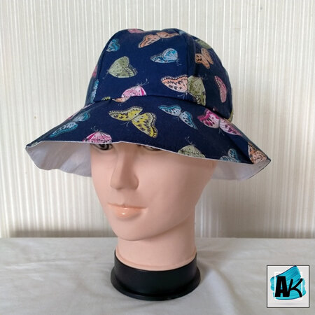 Adult X-Small Sun Hat – Navy Butterfly