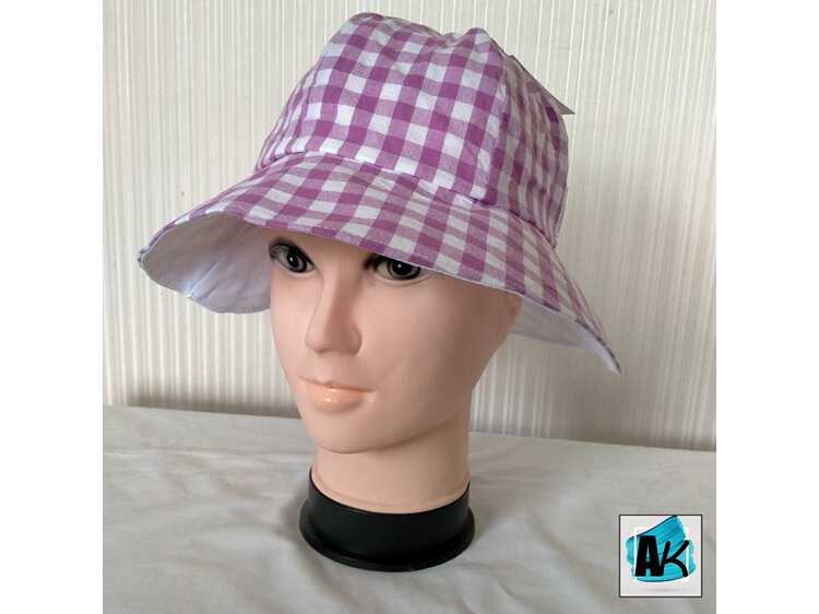 Adult X-Small Sun Hat – Purple Gingham