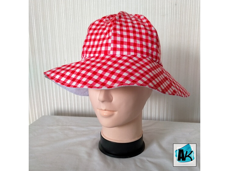Adult X-Small Sun Hat – Red Gingham