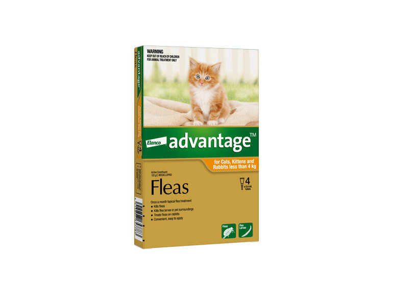 Advantage® Flea Treatment for Cats, Kittens and Rabbits less than 4kg,  4 or 6 pack