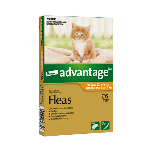 Advantage® Flea Treatment for Cats, Kittens and Rabbits less than 4kg,  4 or 6 pack
