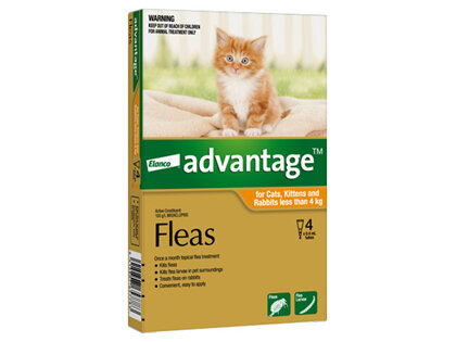 Advantage® Flea Treatment for Cats, Kittens and Rabbits less than 4kg,  4 or 6 pack