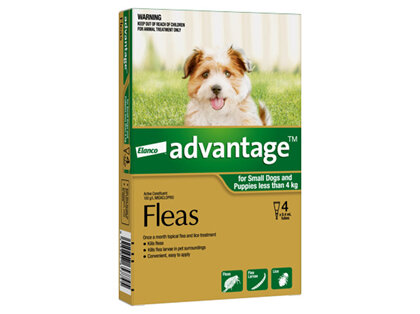 Advantage®  Flea Treatment for Small Dogs and Puppies less than 4kg,  4 pack