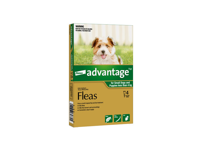 Advantage®  Flea Treatment for Small Dogs and Puppies less than 4kg,  4 pack