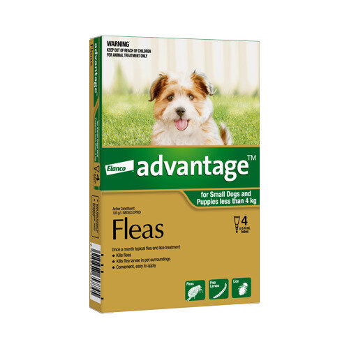 Advantage®  Flea Treatment for Small Dogs and Puppies less than 4kg,  4 pack