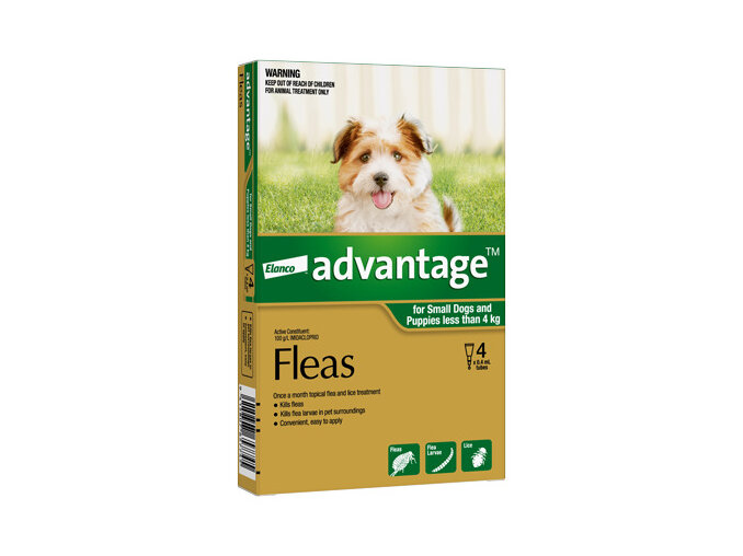 Advantage®  Flea Treatment for Small Dogs and Puppies less than 4kg,  4 pack