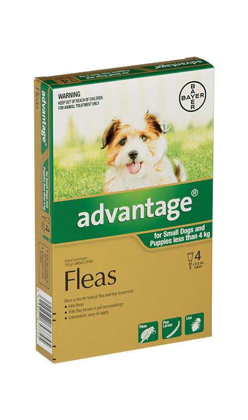 Advantage®  Flea Treatment for Small Dogs and Puppies less than 4kg,  4 pack