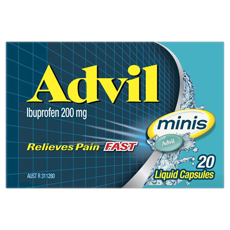 Advil Minis Liquid Capsules 200mg Ibuprofen 20 Pack