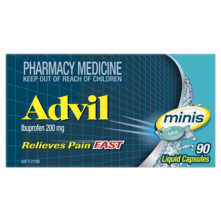 Advil Minis Liquid Capsules 200mg Ibuprofen 90 Pack
