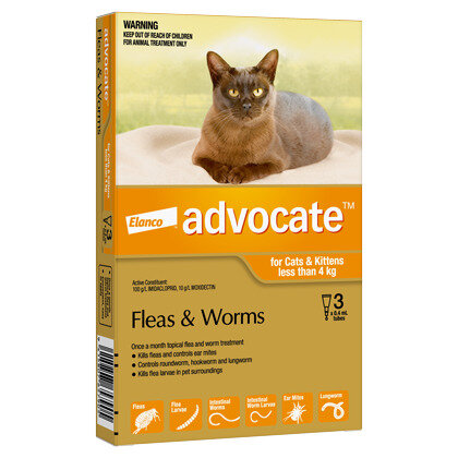 Advocate® Flea and Worm Treatment for Cats & Kittens less than 4kg, 3 or 6 pack