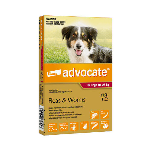 Advocate® Flea and Worm Treatment for Dogs 10-25kg,  3 pack