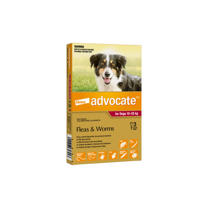 Advocate® Flea and Worm Treatment for Dogs 10-25kg,  3 pack