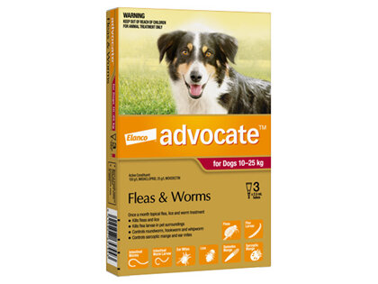 Advocate® Flea and Worm Treatment for Dogs 10-25kg,  3 pack