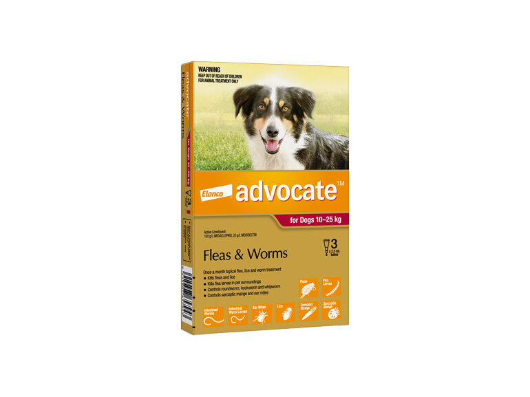 Advocate® Flea and Worm Treatment for Dogs 10-25kg,  3 pack