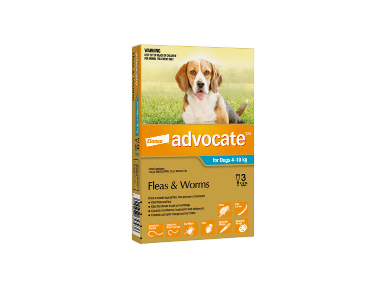 Advocate® Flea and Worm Treatment for Dogs 4-10kg,  3 pack