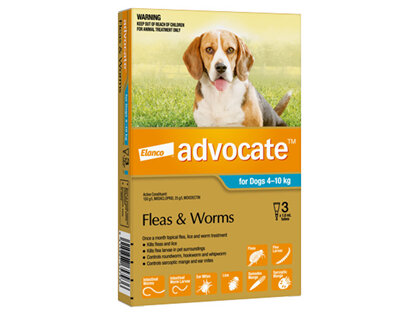 Advocate® Flea and Worm Treatment for Dogs 4-10kg,  3 pack