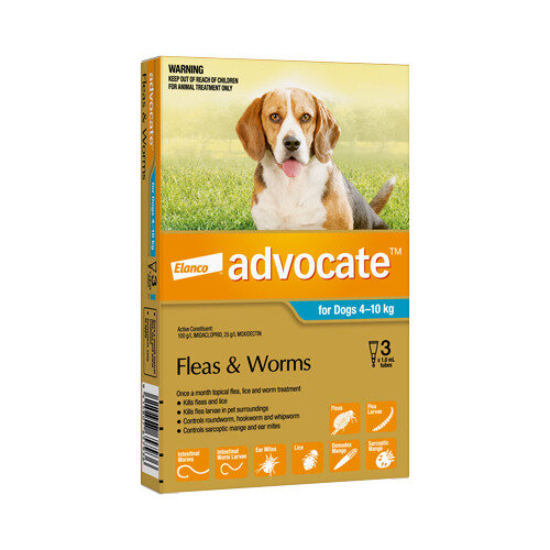 Advocate® Flea and Worm Treatment for Dogs 4-10kg,  3 pack