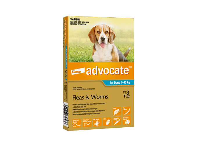 Advocate® Flea and Worm Treatment for Dogs 4-10kg,  3 pack