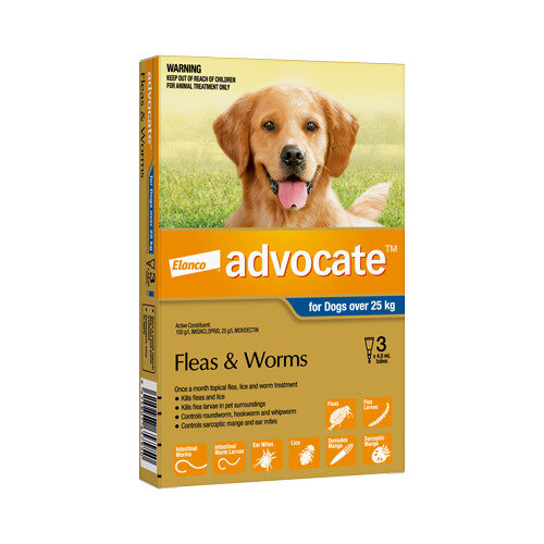 Advocate® Flea and Worm Treatment for Dogs over 25kg, 3 or 6 pack