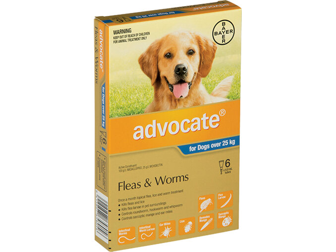 Advocate® Flea and Worm Treatment for Dogs over 25kg, 3 or 6 pack