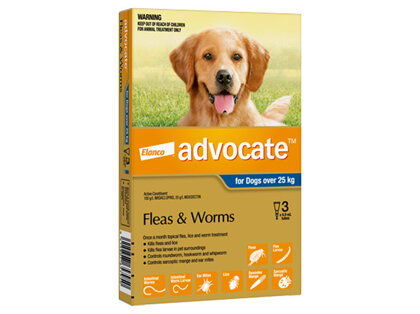 Advocate® Flea and Worm Treatment for Dogs over 25kg, 3 or 6 pack