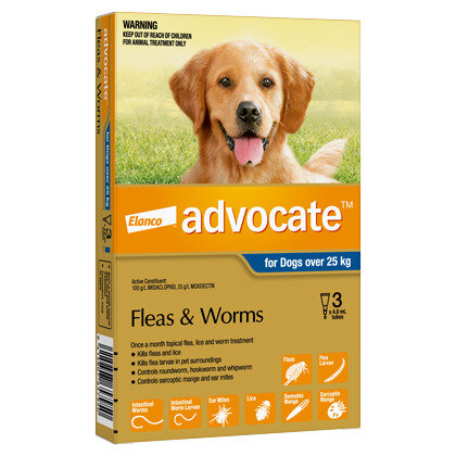 Advocate® Flea and Worm Treatment for Dogs over 25kg, 3 or 6 pack