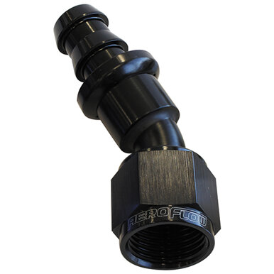 AEROFLOW 30 DEG PUSH LOCK END -10AN    BLACK NO CLAMP REQUIRED UP TO 15PSI - AF417-10BLK