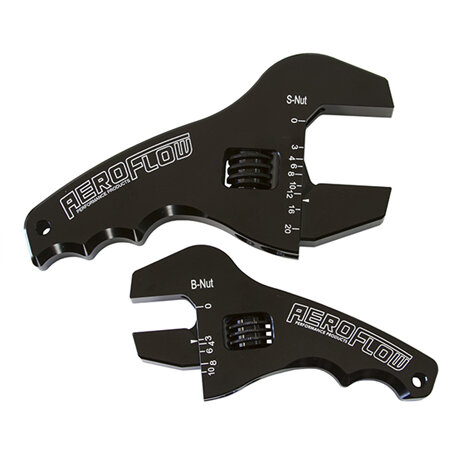 AEROFLOW ADJUSTABLE WRENCH GRIP SPANNER1 X SMALL & 1 X LARGE SHORTY - AF98-2039BLK