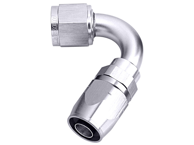 AEROFLOW ALLOY 120 DEG HOSE END -10AN  SILVER CUTER STYLE FULL SWIVEL - AF504-10S