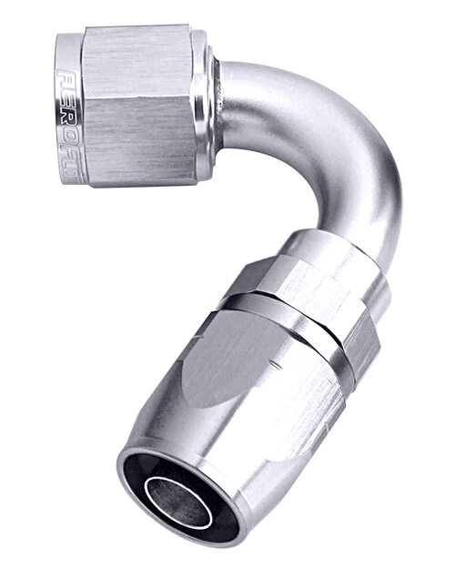 AEROFLOW ALLOY 120 DEG HOSE END -10AN  SILVER CUTER STYLE FULL SWIVEL - AF504-10S