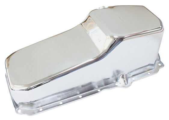 AEROFLOW Chevrolet Late 1986 On Standard Replacement Oil Pan, Chrome Finish - AF82-9414C