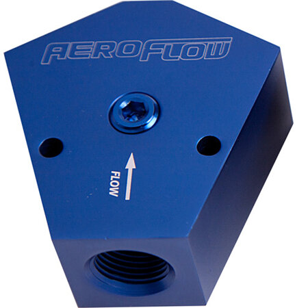AEROFLOW FUEL BLOCK 1/2 - 3/8 IN - OUT BLUE 1/8' NPT PORT - AF451-10-08