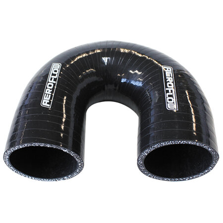 AEROFLOW Silicone  180 Deg; Black  I.D 1.00' 25.4mm, Wall 4.5mm, 100mm Leg - AF9206-100