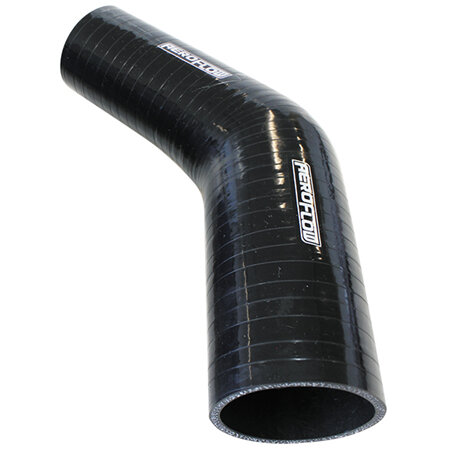 AEROFLOW Silicone  Reducer 45 Deg; Black I.D 1.00-.70' 25-18mm,  wall 4.5 x 140mm - AF9202-100-070