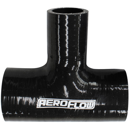 AEROFLOW Silicone Tee piece 1.5' 38mm  on run & 1' 25mm on side Black100mm long on run50mm on side