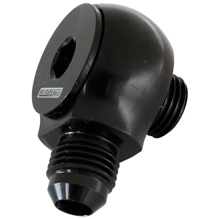 AEROFLOW SLIMLINE -8ORB TO -6AN 90 DEG FOR USE IN TIGHT RADIUS AREA - AF909-06-08BLK