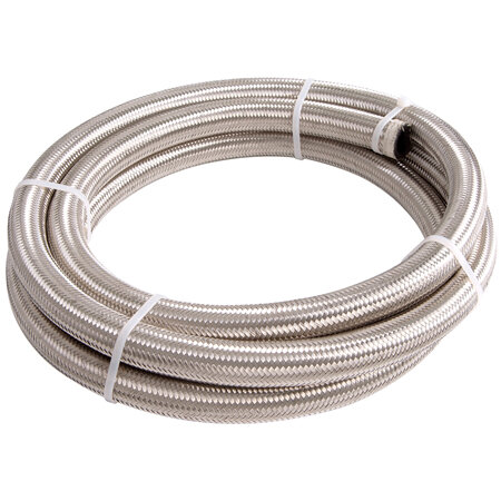 AEROFLOW SS BRAIDED HOSE -10AN 1 METRE SILVER S/S 14.2mm ID 20.8mm OD - AF100-10-1M