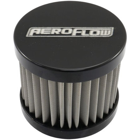 Aeroflow Stainless Steel Small Billet Breather with -10AN Female Thread Black Finish - AF77-2004BLK