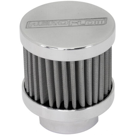 Aeroflow Stainless Steel Small Billet Breather with -10AN Female Thread Polished Finish - AF77-2004