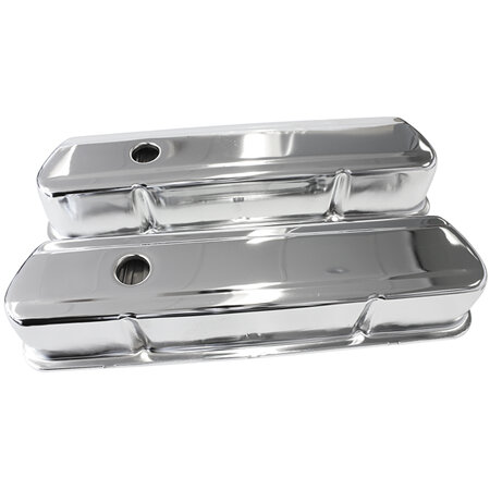 AEROFLOW STEEL VALVE COVERS, 253 308   TALL, CHROME WITHOUT LOGO - AF1821-5054