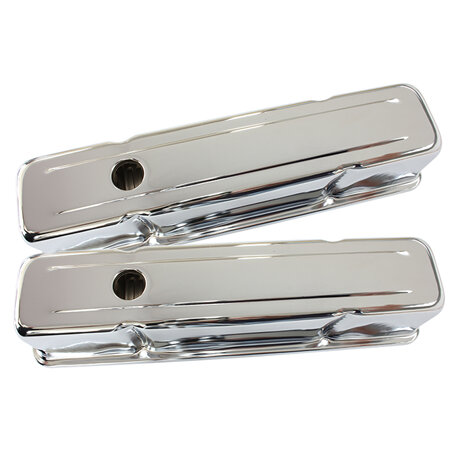AEROFLOW STEEL VALVE COVERS, SBC TALL  CHROME WITHOUT LOGO - AF1821-5050