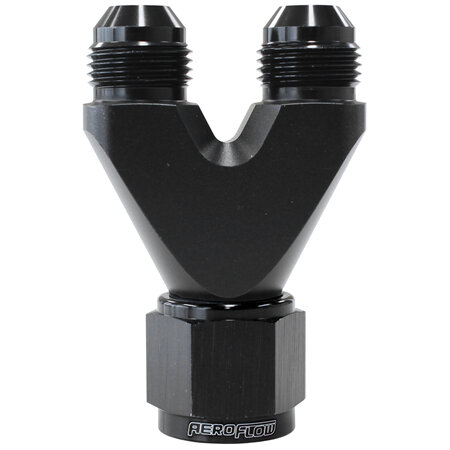 AEROFLOW U BLOCK FEMALE -8 TO 2 X -6AN MALE NIPPLES STRAIGHT OUTLET - AF146-08-06BLK