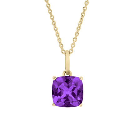African Amethyst Cushion Cut Solitaire Pendant